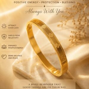 Ritualized gold-tone lucky bracelet, 24h sound-bath cleansed for 2026 manifestation speed and luminous luck, shown in a signature Luxe Abundance prosperity vault.