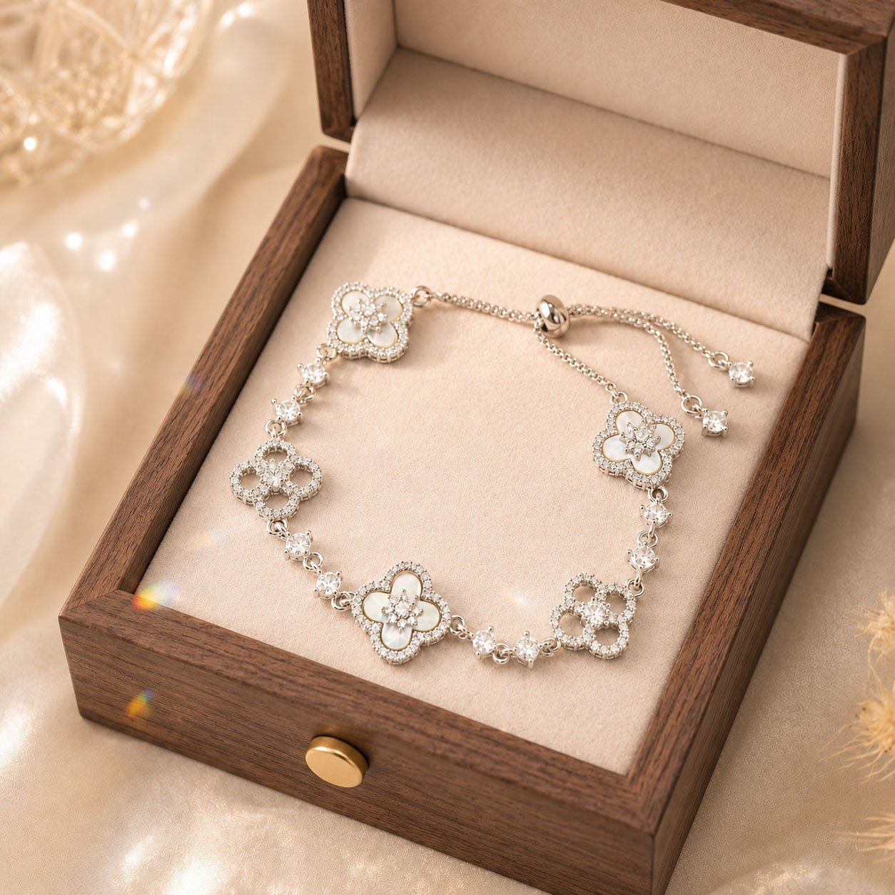 Sacred Clover Serenity Stack - luxury spiritual jewelry