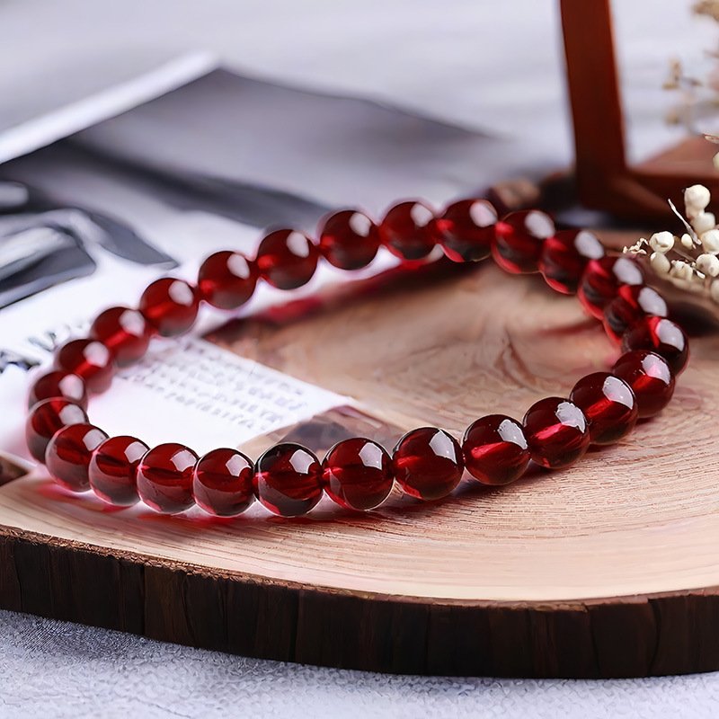"The Wealth Alchemist" – Natural Red Garnet Prosperity Bracelet | March 2026 Fire-to-Wealth Talisman 5 Close-up of translucent red garnet beads showing deep luster and spiritual protection qualities